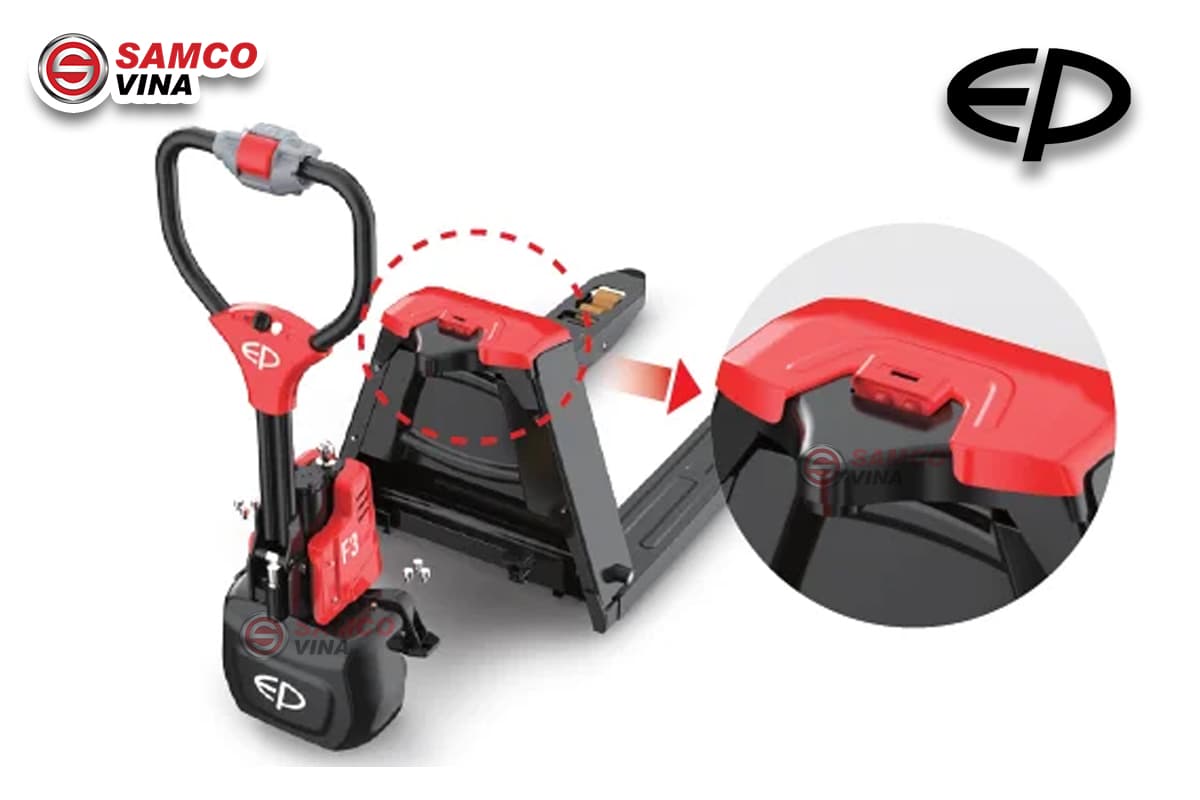 Nắp lật bảo vệ khối Pin tối ưu trên Xe Nâng Tay Điện MINI EP F3 ( 1.5 Tấn )