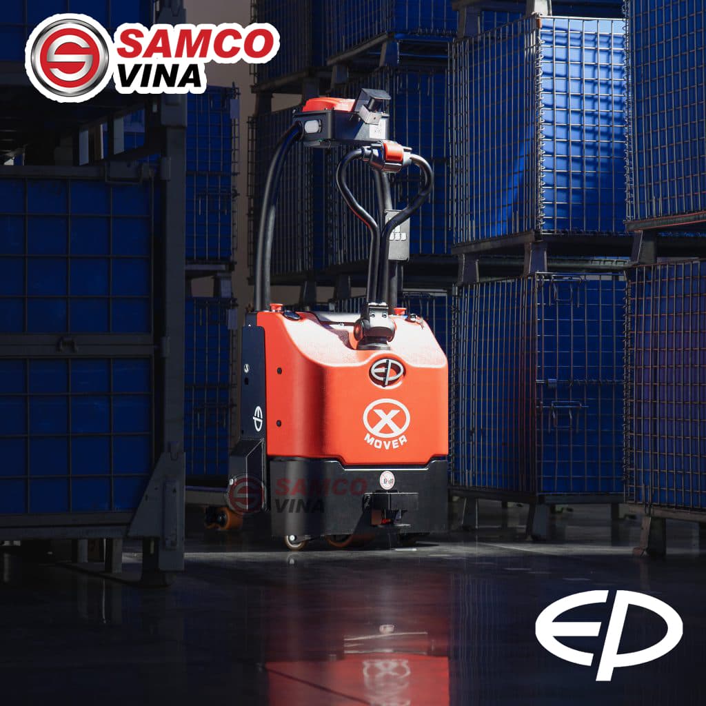Robot nâng hàng tự động AGV 1.5 tấn EP EXP15 vận hành thông minh cạnh kệ lưu trữ hàng hóa