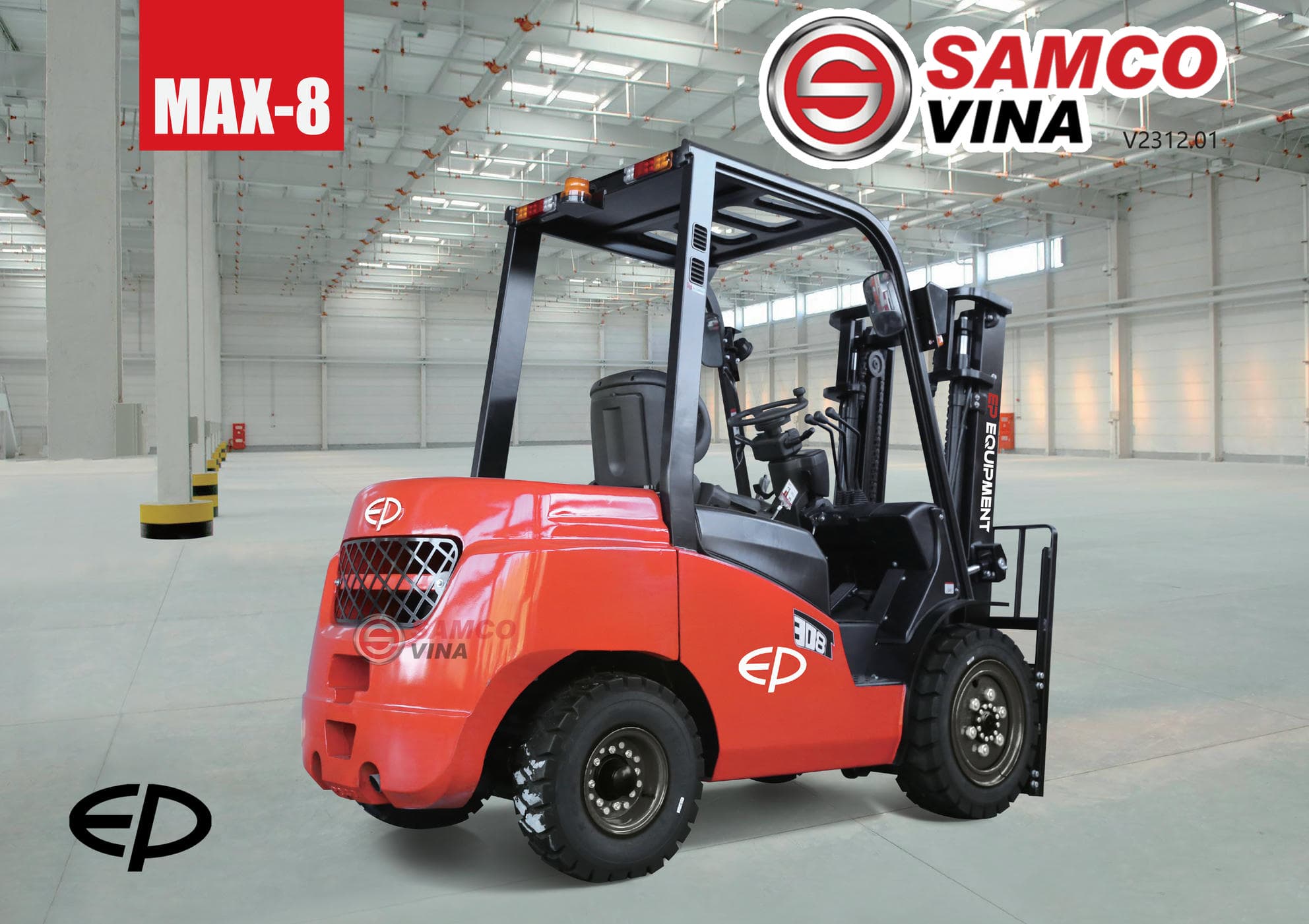 Xe nâng dầu EP MAX-8 Series 3 tấn CPCD30T8 chính hãng Samco Vina trong nhà xưởng
