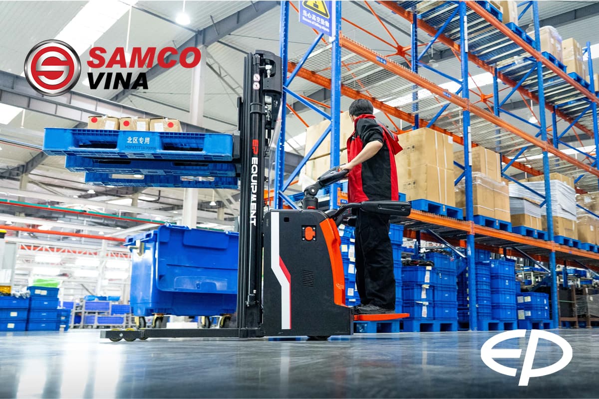 Xe nâng tay điện cao EP RSL16i PRO vận hành tính năng nâng chân chịu lực độc lập initial lift