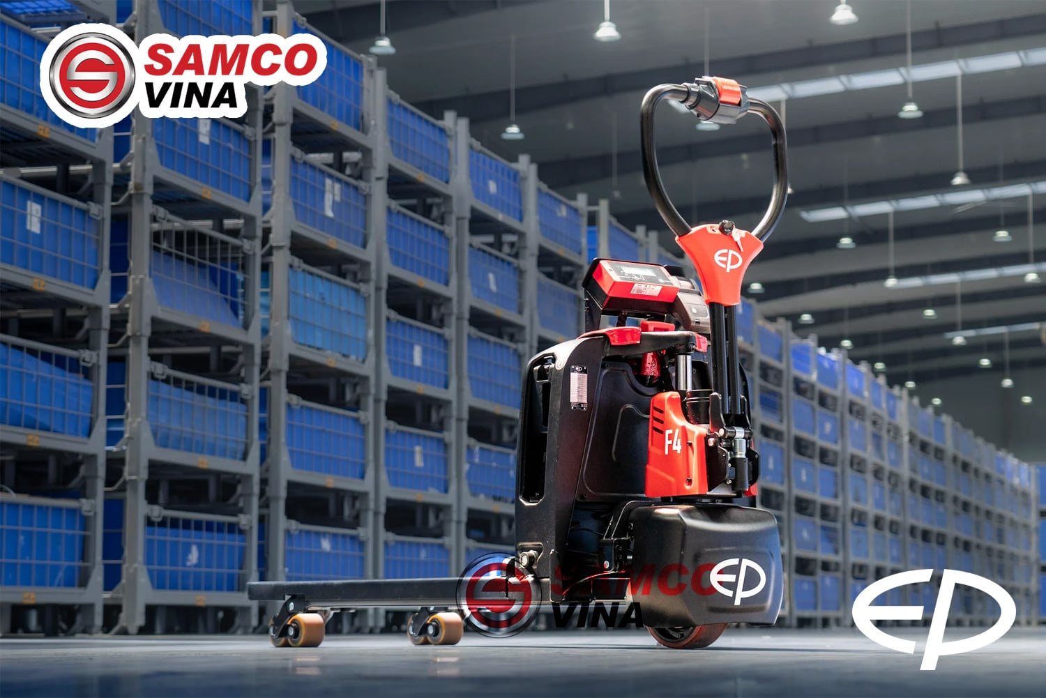 Xe nâng tay điện EP F4 gắn cân chính hãng Samco Vina