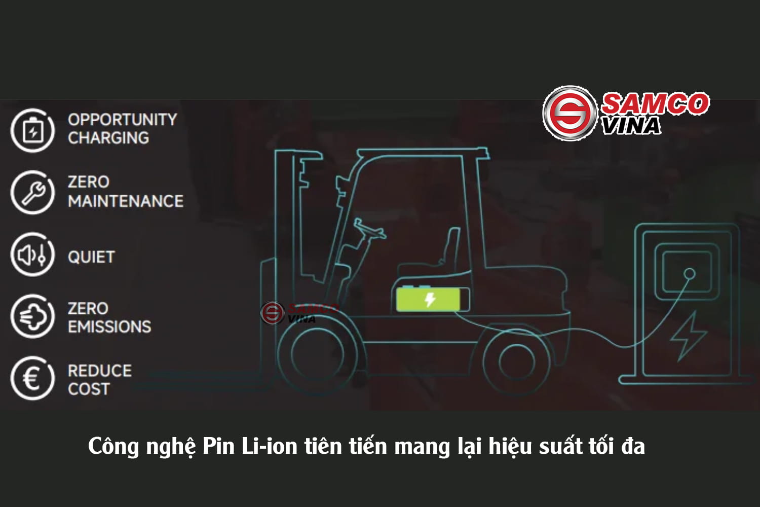 xe nâng điện EFXZ301-H với công nghệ Pin Li-ion tiên tiến mang lại hiệu suất tối đa