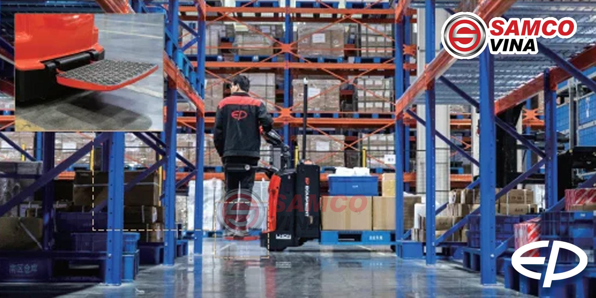 Vận hành thực tế xe nâng tay điện EP RPL20 PRO 2 tấn trong kho logistics lớn